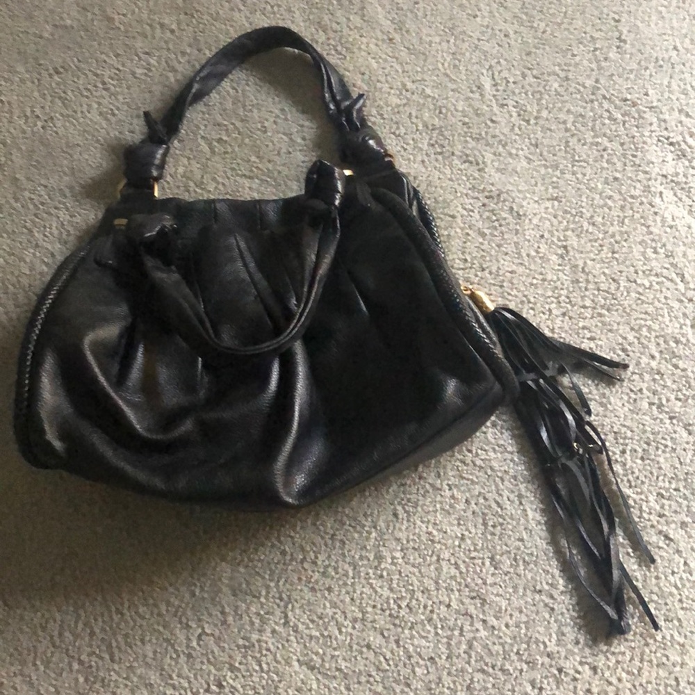 Cole Hann hobo tote with fringe zipper